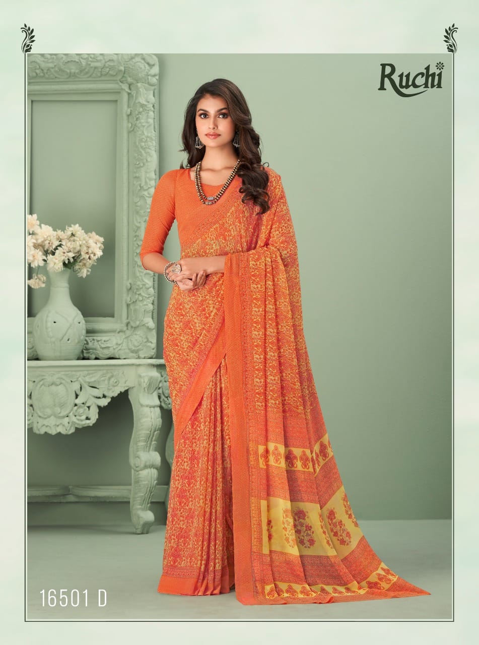 Ruchi Raga Wholesale Daily Wear Georgette Printed Sarees Catalog